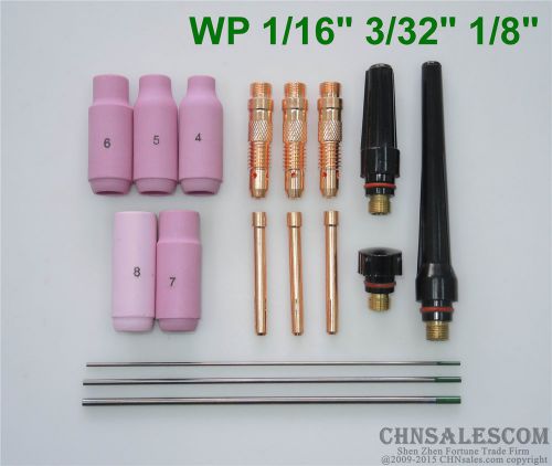 17 pcs tig welding torch kit  wp-17 wp-18 wp-26 wp tungsten 1/16&#034; 3/32&#034; 1/8&#034; for sale