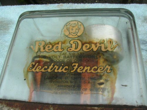 Vintage RED DEVIL ( Glass ) 6 volt fence charger Glass Case Cattle dairy