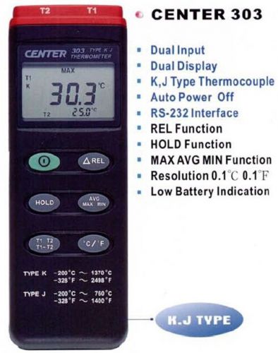 Dual channels k type j type thermometer -200c-1370c/760c -328f-2498f/1400f 303 for sale