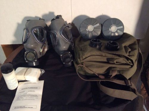 Set of 2 model m61 finish gas mask, prepper, nbc w/nato adapters, bags for sale