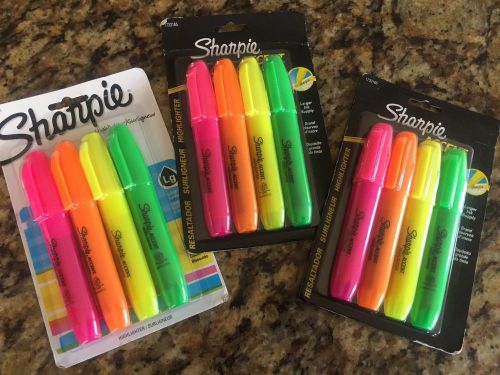 3 Four Packs Of Sharpie Highlighters, New In Packaging