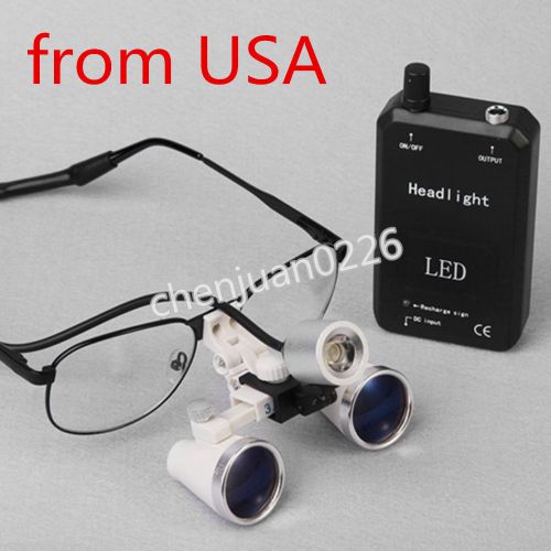 3.5x 420mm dental surgical binocular loupes magnifier  w/ led head light  ?hot? for sale