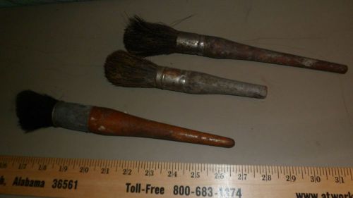 AUTO PARTS WASH BRUSHES LOT OF 3 WOOD HANDLES