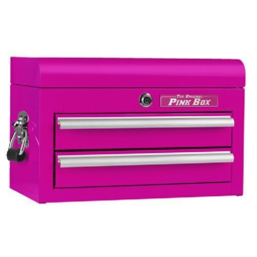 The Original Pink Box 18-Inch 2-Drawer 18G Steel Mini Storage Chest