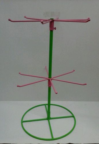 COUNTER TOP METAL STORE DISPLAY ROTATING RACK PINK AND GREEN