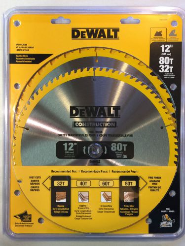 DeWALT 12&#034; 1&#034; ARBOR BLADE COMBO 80T &amp; 32T DW3128 DW3123 TAX &amp; SHIPPING INCLUDED!