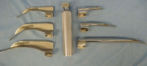 Evaluemed laryngoscope handle and 6 assorted evaluemed  blades for sale