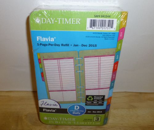 Day-Timer Flavia 1 Page Per Day Jan Dec 2015 3 3/4&#034; x 6 3/4 # 09454 Daily Refill