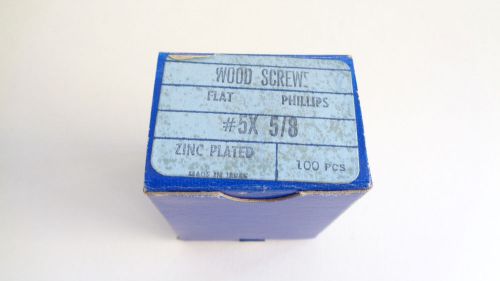 Vintage Zinc Plated, Qty 60, 5/8&#034; Phillips Flat Wood Screws, Grade 5, NOS in Box
