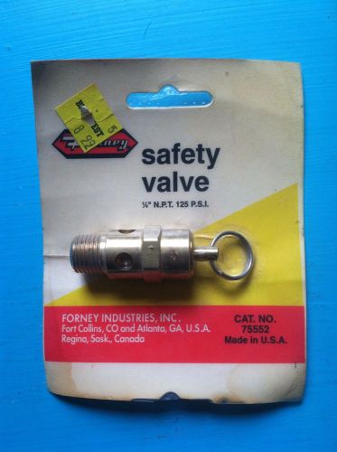 Forney Industries Safety Valve 1/4&#034; or 0.25&#034; N.P.T 125 P.S.I. Brass Cat No.75552