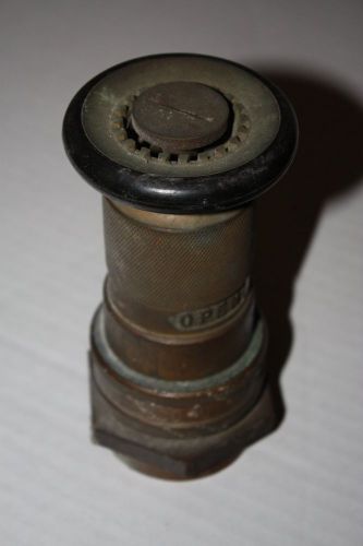 Heavy vintage 1.5&#034; solid brass fire hose water  nozzle - used / old antique seco for sale