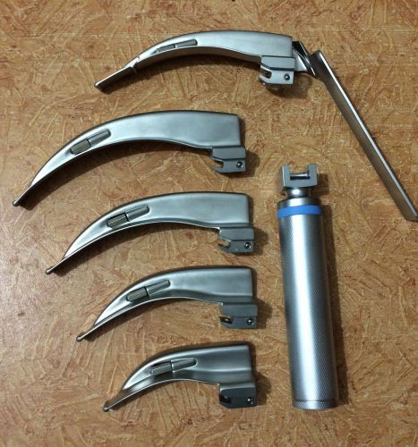 4 macintosh conventional blade + 1 flexible tip blade #3 , 1 medium handle for sale