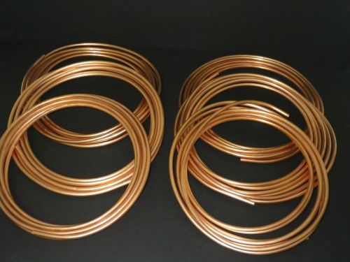 (6) 1/4&#034; x 15&#039; MUELLER COPPER TUBING COIL ROLL PIPE = 90&#039; ICE MAKER REFRIGERATOR