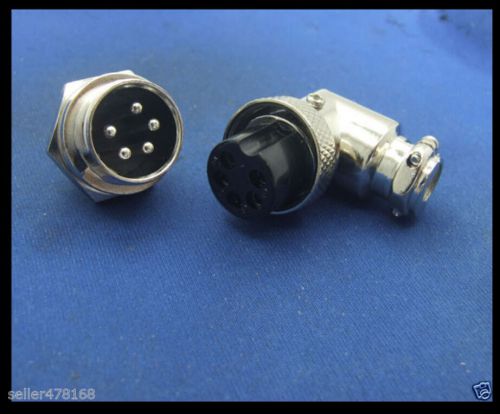 set 16mm GX-16 5-Pin XLR Aviation plug Radio Right Angle Connector for Charger