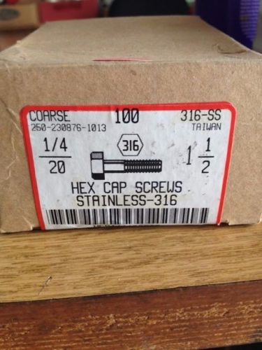 316 STAINLESS STEEL HEX BOLTS 100 PC, 1/4 -20 X 1-1/2 LENGHT