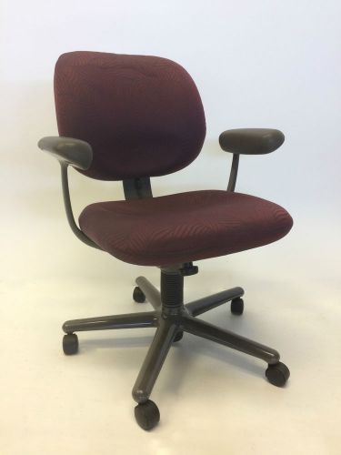 Herman miller eames modern ergon swivel burgundy office chair w/ arm rests for sale