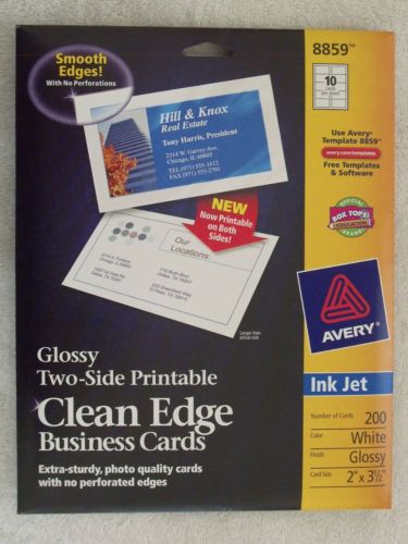 Avery 8859 Clean Edge Business Cards, White, Glossy, 200 Cards, 2-sided, Inkjet