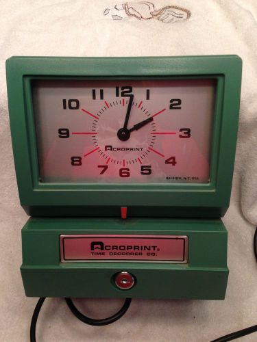 Acroprint Electric Print Time Recorder Punch Clock 150AR3 Works Well Needs Key