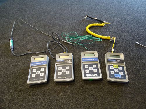 Lot of 4 Beckman &amp; Omega 450 Thermocouple Thermometer w/ 3 Probes