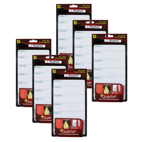 Quartet Magnetic Dry-Erase Weekly Organizer, 6 x 10 Inches, Frameless, Pack of 6