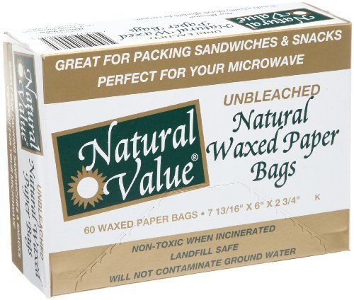 Natural Value Waxed Paper Bags -- 60 Bags