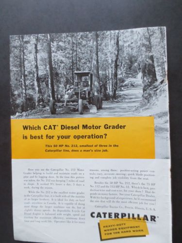 Caterpillar 212 Motor Grader Vintage 1957 Magazine Ad