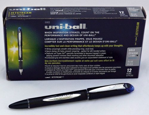 12 Uni-ball Jetsteam Fast Rapide Pens Blue 1.0mm Bold New Unused #33922