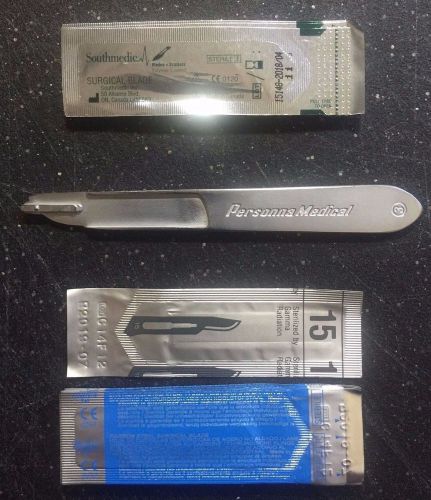 Personna Plus No. 3 Safety Scalpel Metal Handle w/10 #11 S/S &amp; 10 #15 C/S Blades