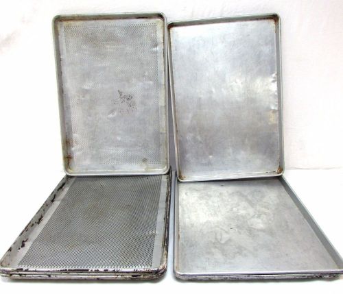 Lot of 8 Used Full Size Aluminum Baking Sheet Pans 17.5&#034; x 25.5&#034; 4 with airholes