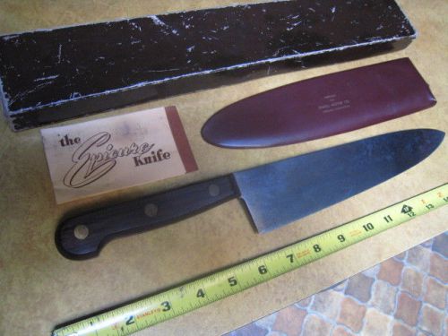 1953 EPICURE HIGH CARBON STEEL CHEFS W 10 INCH BLADE BOX &amp; PAPERS VERY  NICE C