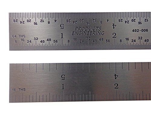 Made in USA PEC 6&#034; Rigid Stainless Steel 4R Machinist Engineer Ruler / Rule