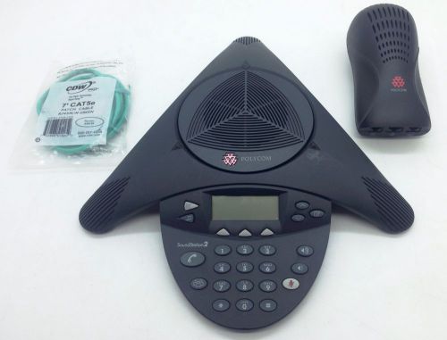 Polycom soundstation2 2201-16000-601 conference phone (gray) w/ wall module #kc for sale