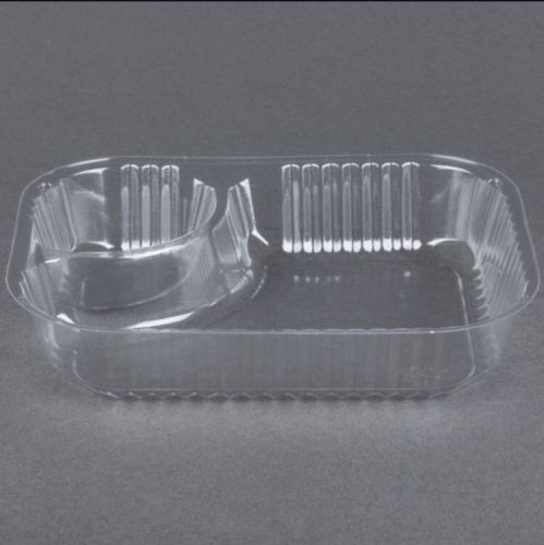 18ct LARGE Clear 2 Compartment Plastic Nacho &amp; Cheese Tray 8&#034; X 6 1/4&#034; X 1 9/16&#034;