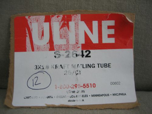 (12) ULINE S-2642 3X18 Kraft Mailing Tubes