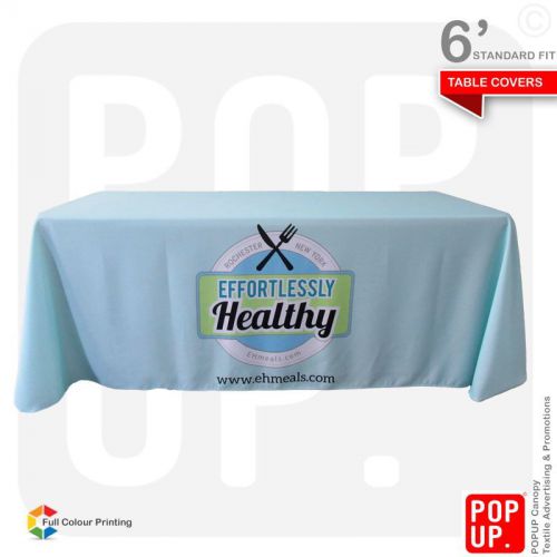 6ft Table Cover Custom Printed, Standard Fit, 4 Sided, Fast Delivery