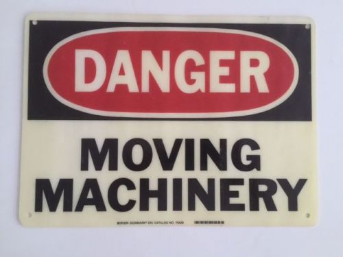 *new* 10 x 14  &#034;danger moving machinery&#034; sign  by brady signmark  # 70429 for sale