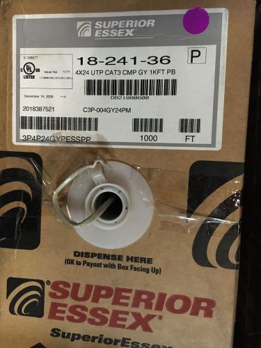 Cable cat3 4pr, 24awg, cmx/cmr white, superior essex usa - bulk lot of 6 boxes for sale