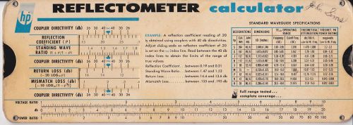 Vintage 1967 HP Reflectometer &amp; Mismatch Error Limits Slide Rule Calculator