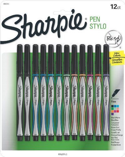 Sanford Sharpie Fine Point Pen Stylo, Assorted Colors, 12-Pack