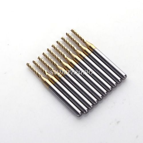 10 set titanium coated carbide engraving bit cnc/pcb machinery rotary 0.07&#034;1.8mm for sale