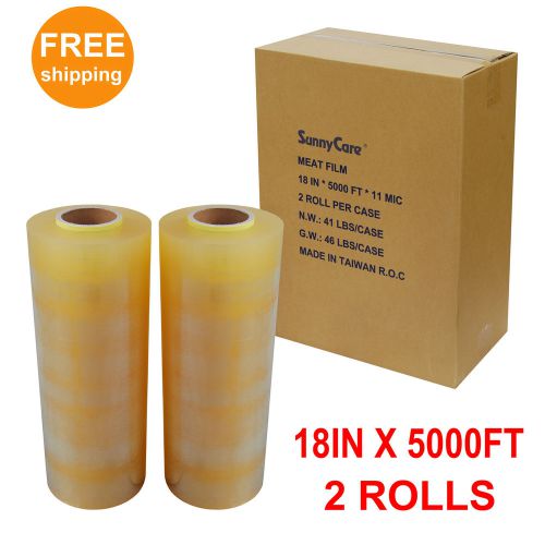 2 Rolls Premium Food Meat Wrapping Film - Clear 11Mic - 18 in. x 5000 ft.