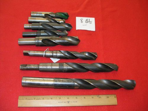 Mixed Lot of 8 Round Shank Drill Bits 15/16 to 1 1/2 Inches