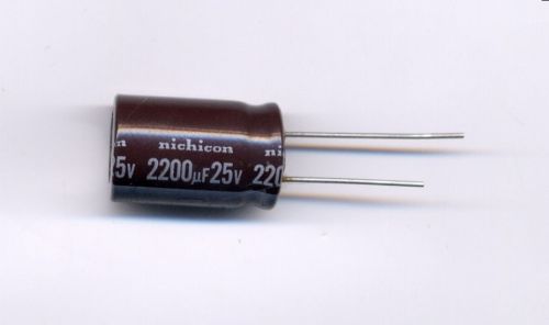 2200 uf 25 v alum elect with radial leads Nichicon 105 Degrees C