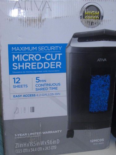 ATIVA 12 sheet Micro-Cut shredder 4.2 gal bin 12MCO5