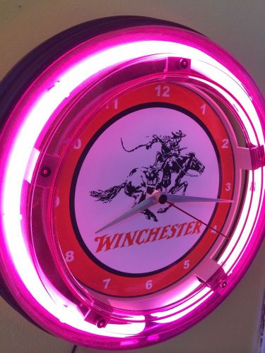Winchester Firearms Gun Rifle Store Neon Lighted Advertising Man Cave Clock SIgn