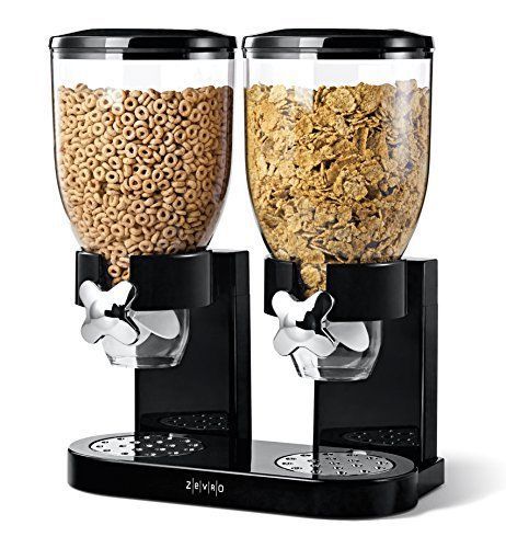 Dual control dry food cereal dispenser black/chrome - kitchen home decor hotel for sale