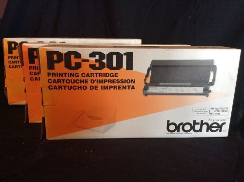 Lot Of 3 Genuine OEM Brother PC-301 FAX Printing Cartridge NEW IN BOX