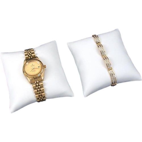 Bracelet Pillow Display Whtie Faux Leather 3&#034; 2Pcs