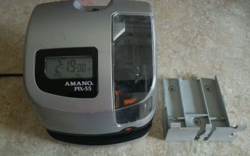 Amano pix-55 atomic electronic time clock punch machine w/ wall mount. for sale