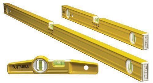New stabila  29824 3-piece aluminum pro carpenter level set 24&#034; ,48&#034; &amp; torpedo for sale